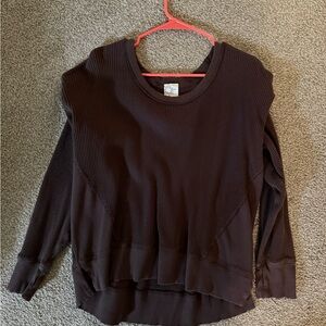 Aerie Dark Brown Ribbed Knit Top